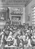 Historians define English coffeehouses as public social houses during the 17th and 18th centuries, in which patrons would assemble for conversation and social interaction, while taking part in the newly emerging coffee consumption habits of the time. Travellers introduced coffee as a beverage to England during the mid-17th century.<br/><br/>

For the price of a penny, customers purchased a cup of coffee and admission to a coffeehouse, where men engaged in conversation. Topics discussed within the coffeehouses included politics and political scandals, daily gossip, fashion, current events, and debates surrounding philosophy and the natural sciences. Historians often associate English coffeehouses, during the 17th and 18th centuries, to the intellectual and cultural history of the Age of Enlightenment.