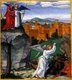 Germany: The Heavenly Jerusalem and The Bound Devil, Revelation 20:1-3 and 21:9-27. Illuminated miniature from the Ottheinrich Bible